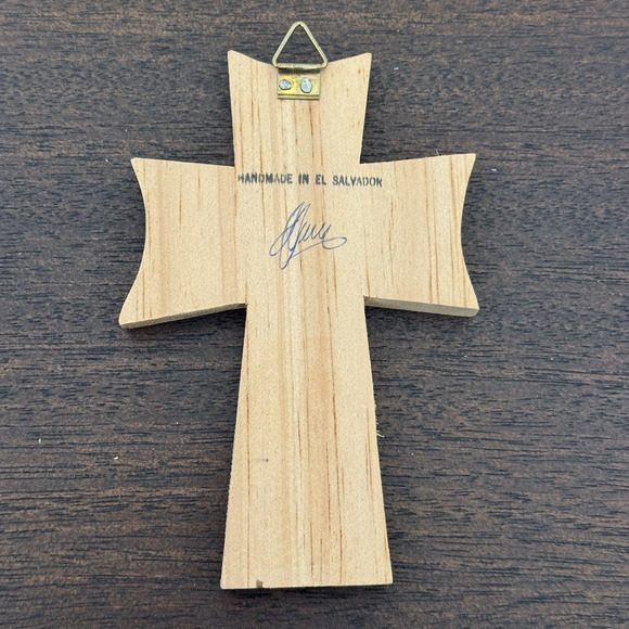 Cross El Salvador Vtg Handmade Rooster Rainbow Folk Art Colors Floral Religious - Picture 10 of 15